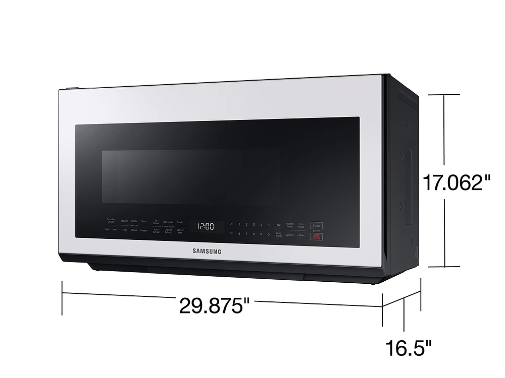 ME21B706B12/AA | Bespoke Over-the-Range Microwave 2.1 cu. ft. with Sensor Cooking in White Glass | Samsung Business US