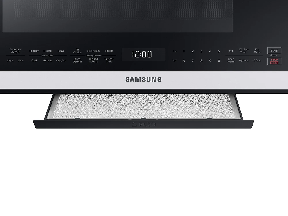 ME21B706B12/AA | Bespoke Over-the-Range Microwave 2.1 cu. ft. with Sensor Cooking in White Glass | Samsung Business US