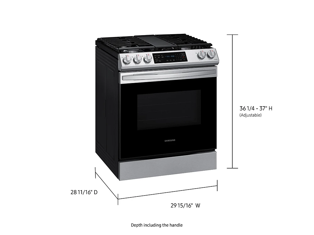 NX60T8311SS/AA | 6.0 cu. ft. Smart Slide-in Gas Range with Convection in Stainless Steel | Samsung Business US