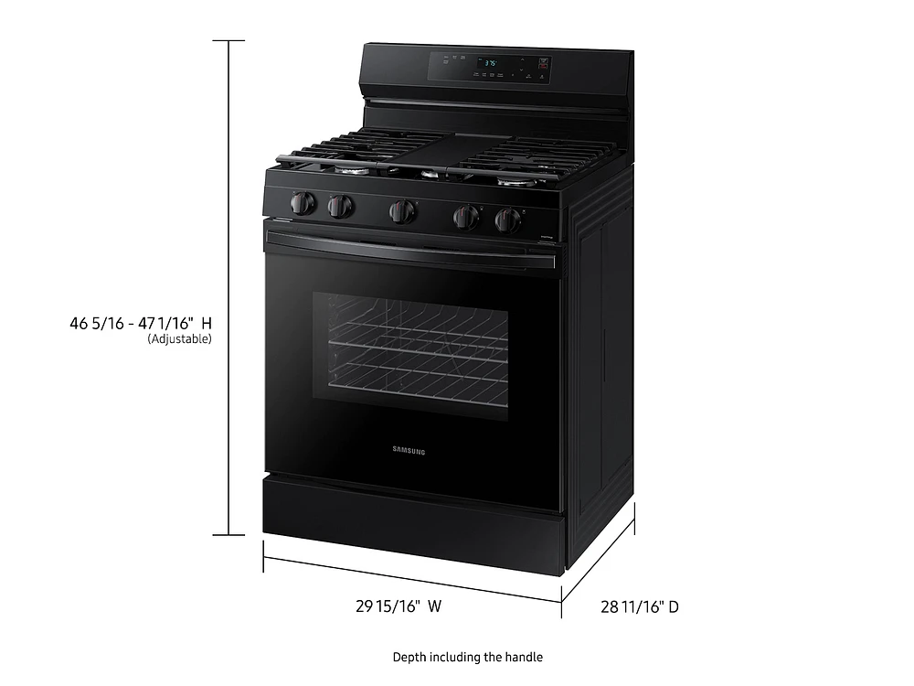 NX60A6111SB/AA | 6.0 cu. ft. Smart Freestanding Gas Range with Integrated Griddle in Black | Samsung Business US