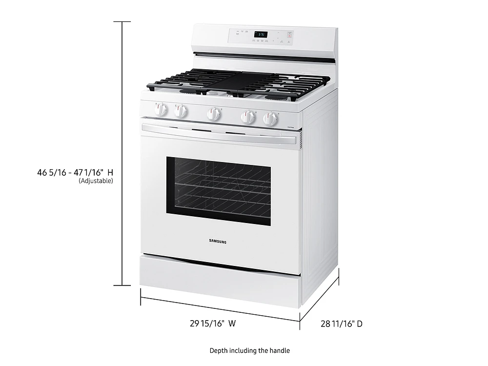 6.0 cu. ft. Smart Freestanding Gas Range with Integrated Griddle in White - NX60A6111SW/AA | Samsung US