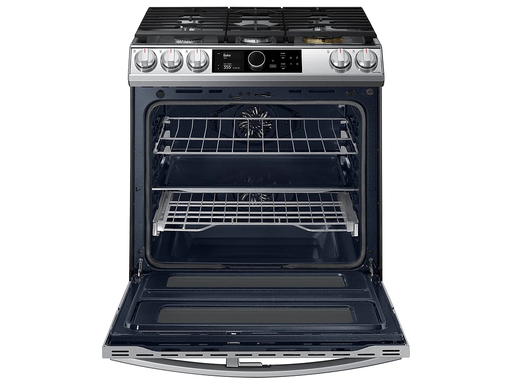 NY63T8751SS/AA | 6.3 cu. ft. Flex Duo™ Front Control Slide-in Dual Fuel Range with Smart Dial, Air Fry, and Wi-Fi in Stainless Steel | Samsung Business US