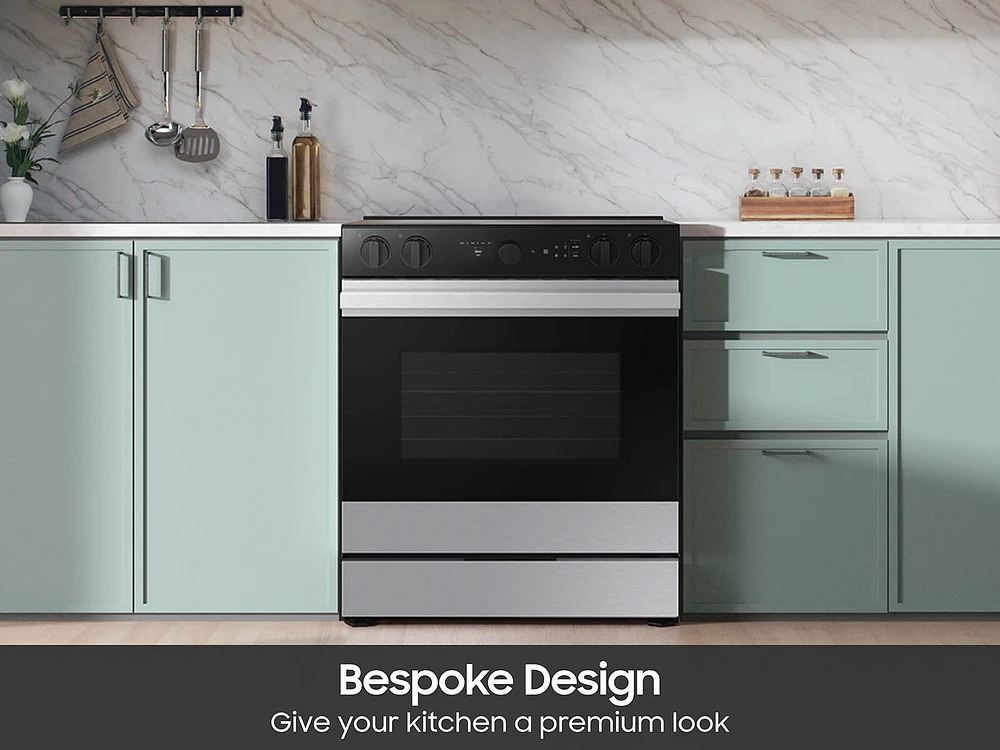 Bespoke Smart Slide-in Electric Range 6.3 cu. ft. in Stainless Steel with Smart Oven Camera & Illuminated Precision Knobs | Samsung US