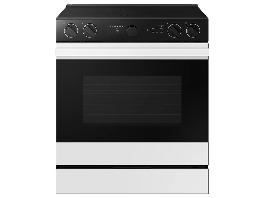 Bespoke Smart Slide-in Electric Range 6.3 cu. ft. in White Glass with Smart Oven Camera & Illuminated Precision Knobs | Samsung US