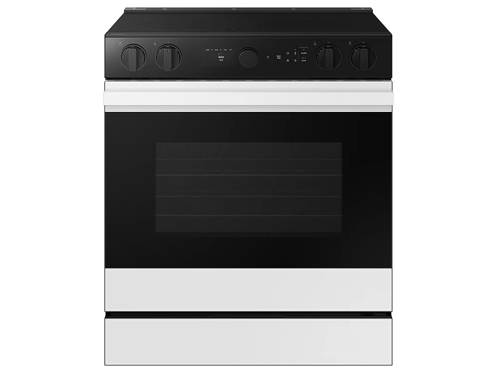 Bespoke Smart Slide-in Electric Range 6.3 cu. ft. in White Glass with Smart Oven Camera & Illuminated Precision Knobs | Samsung US