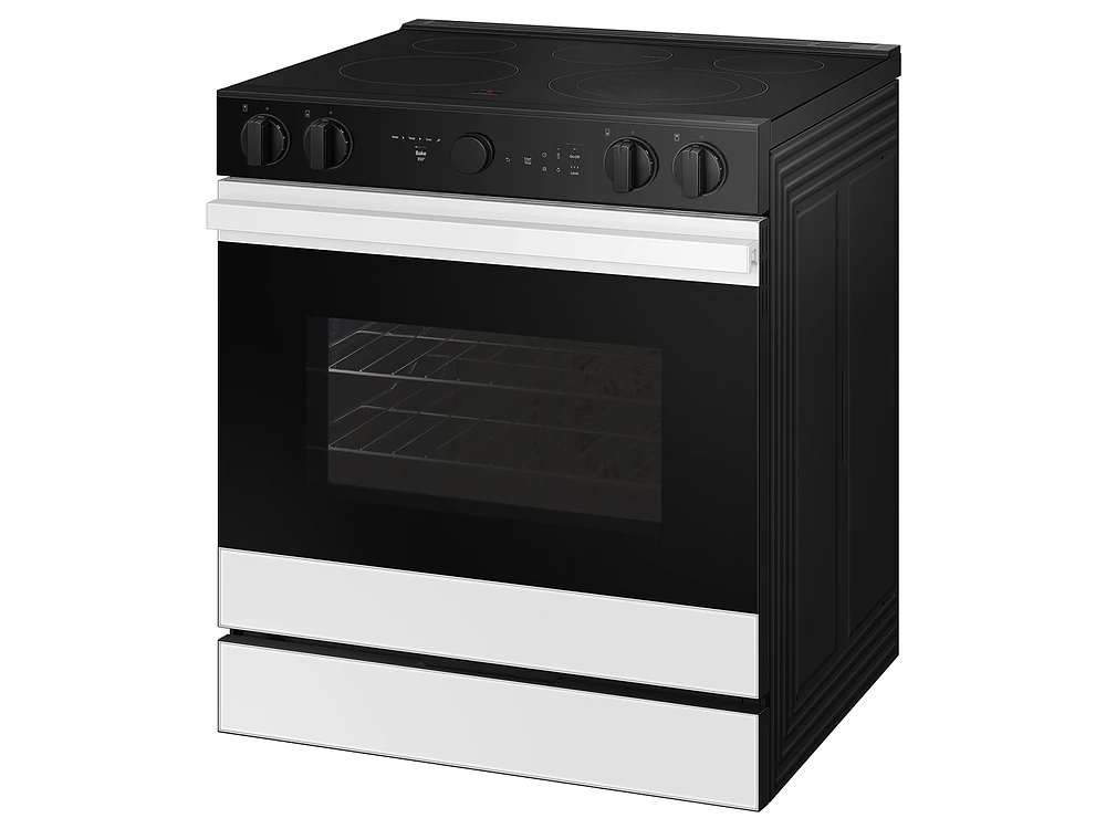 Bespoke Smart Slide-in Electric Range 6.3 cu. ft. in White Glass with Smart Oven Camera & Illuminated Precision Knobs | Samsung US