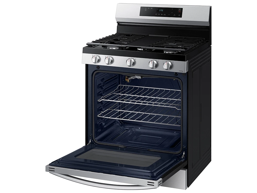 NX60A6111SS/AA | 6.0 cu. ft. Smart Freestanding Gas Range with Integrated Griddle in Stainless Steel | Samsung Business US