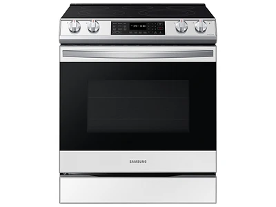 NE63CB831512AA | Bespoke 6.3 cu. ft. Smart Slide-in Electric Range with Air Fry & Convection in White Glass | Samsung Business.