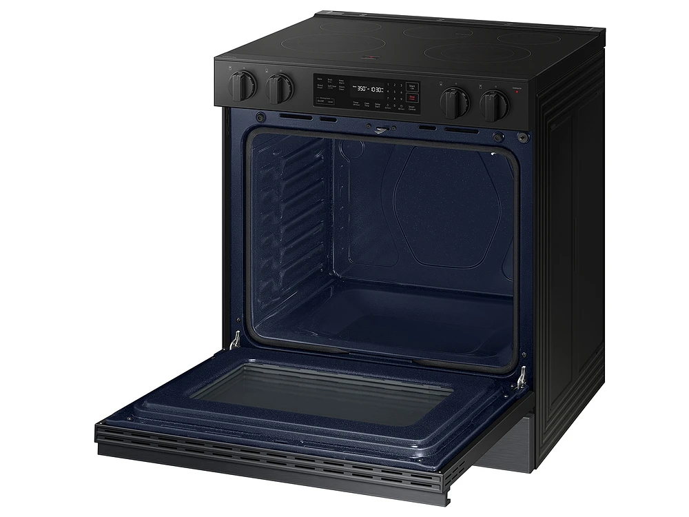 Bespoke Smart Slide-in Electric Range 6.3 cu. ft in Matte Black Steel with Precision Knobs | Samsung US