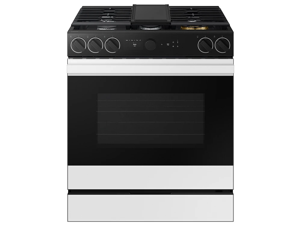 Bespoke 6.0 cu. ft. Smart Slide-In Gas Range with Smart Oven Camera & Illuminated Precision Knobs in White Glass Ranges - NSG6DB870012AA | Samsung US