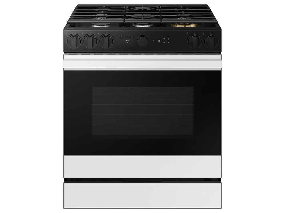 Bespoke 6.0 cu. ft. Smart Slide-In Gas Range with Smart Oven Camera & Illuminated Precision Knobs in White Glass Ranges - NSG6DB870012AA | Samsung US