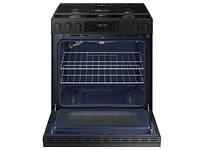 Bespoke Smart Slide-in Gas Range 6.0 cu. ft. in Matte Black Steel with Precision Knobs | Samsung US