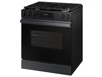 Bespoke Smart Slide-in Gas Range 6.0 cu. ft. in Matte Black Steel with Precision Knobs | Samsung US