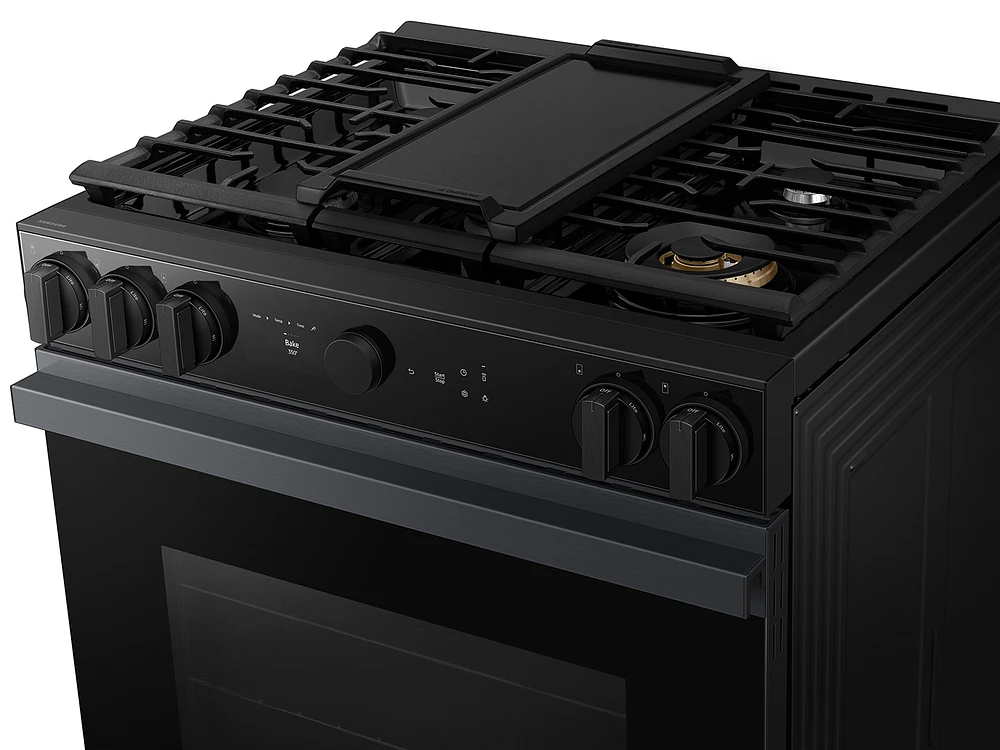 Bespoke Smart Slide-in Gas Range 6.0 cu. ft. in Matte Black Steel with Air Sous Vide & Air Fry | Samsung US