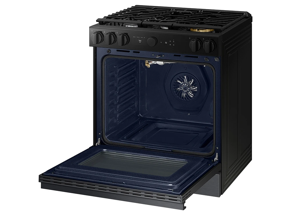 Bespoke Smart Slide-in Gas Range 6.0 cu. ft. in Matte Black Steel with Air Sous Vide & Air Fry | Samsung US