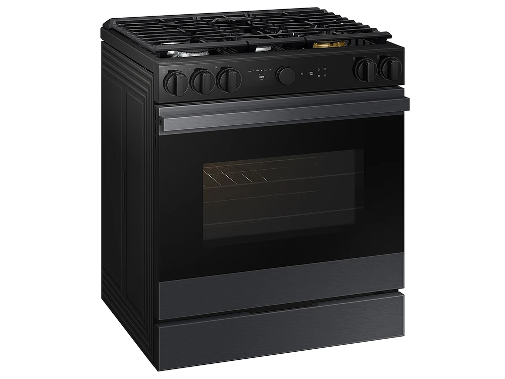 Bespoke Smart Slide-in Gas Range 6.0 cu. ft. in Matte Black Steel with Air Sous Vide & Air Fry | Samsung US