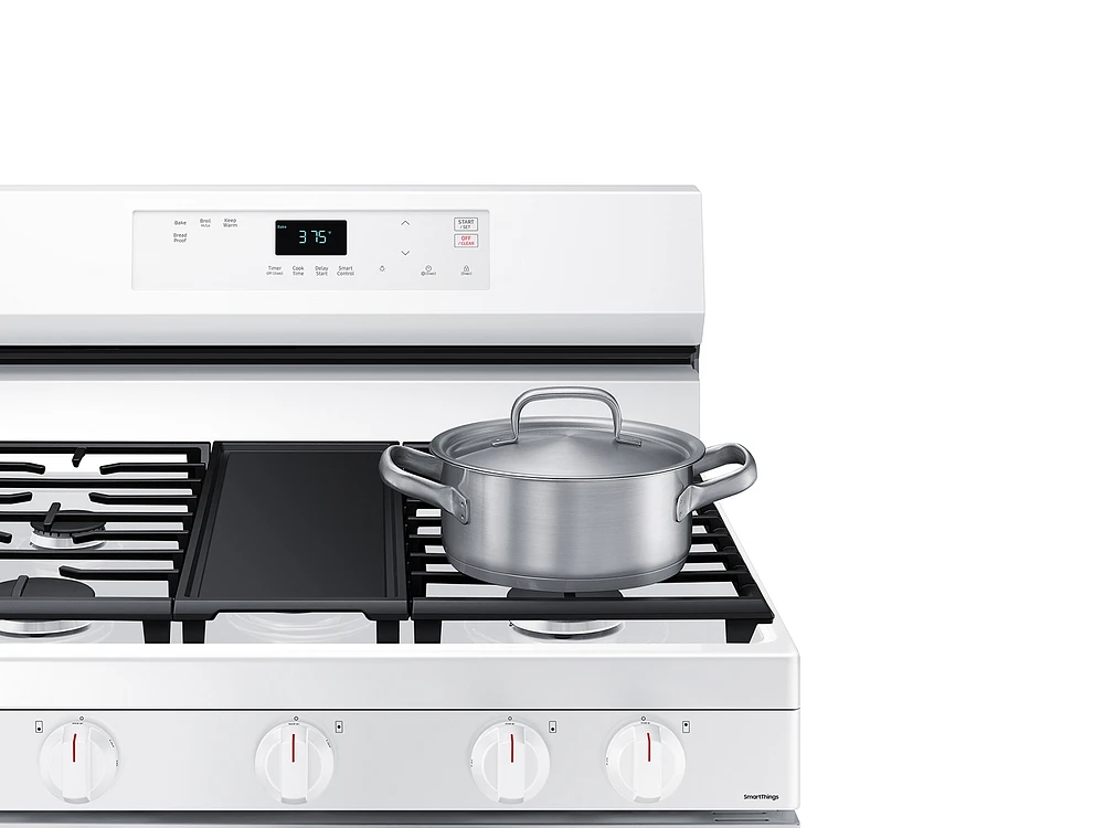 6.0 cu. ft. Smart Freestanding Gas Range with Integrated Griddle in White - NX60A6111SW/AA | Samsung US