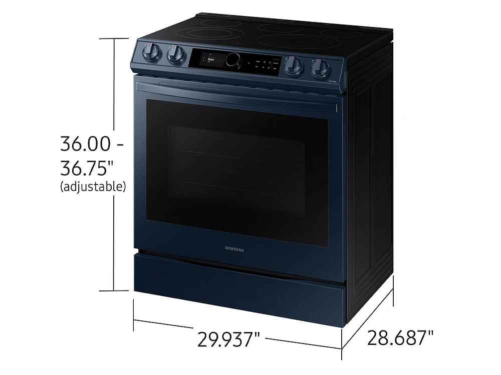 NE63A8711QN/AA | Bespoke Smart Slide-in Electric Range 6.3 cu. ft. with Smart Dial & Air Fry in Navy Steel | Samsung Business US