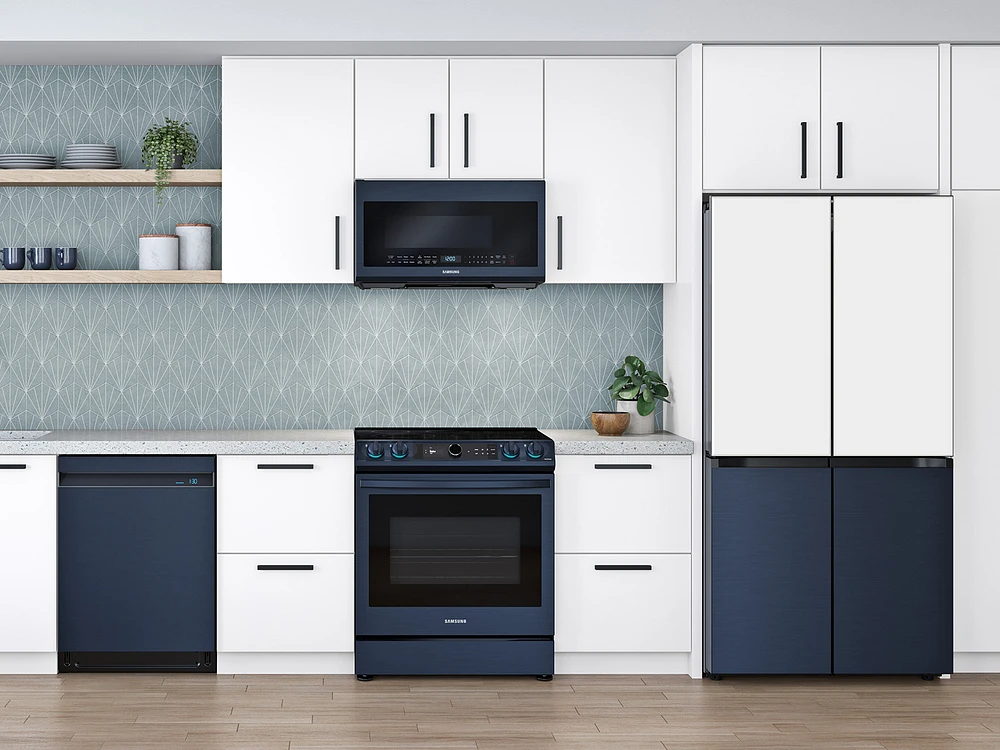 NE63A8711QN/AA | Bespoke Smart Slide-in Electric Range 6.3 cu. ft. with Smart Dial & Air Fry in Navy Steel | Samsung Business US