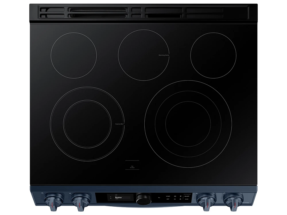 NE63A8711QN/AA | Bespoke Smart Slide-in Electric Range 6.3 cu. ft. with Smart Dial & Air Fry in Navy Steel | Samsung Business US