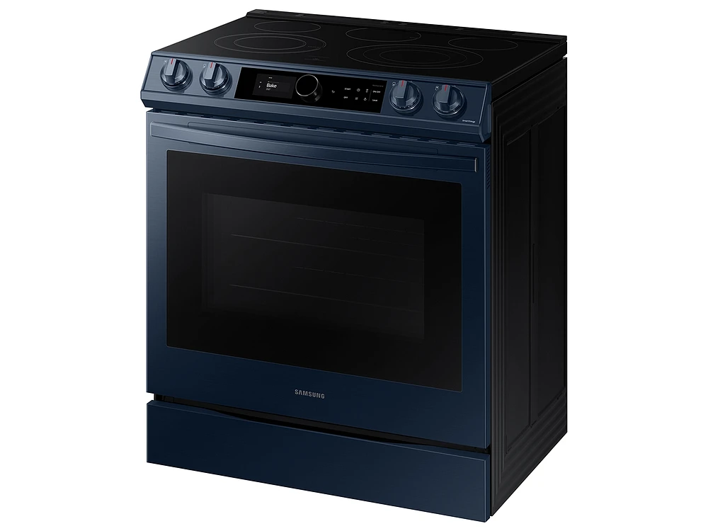 NE63A8711QN/AA | Bespoke Smart Slide-in Electric Range 6.3 cu. ft. with Smart Dial & Air Fry in Navy Steel | Samsung Business US