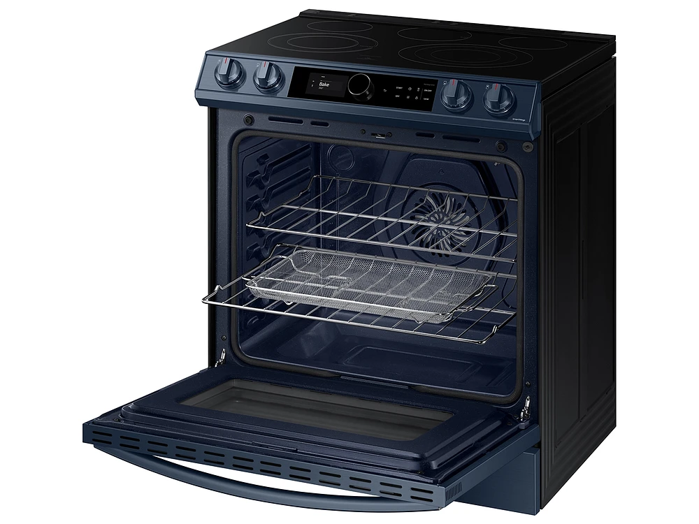 NE63A8711QN/AA | Bespoke Smart Slide-in Electric Range 6.3 cu. ft. with Smart Dial & Air Fry in Navy Steel | Samsung Business US