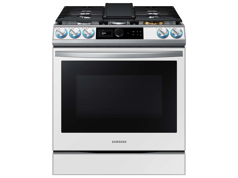 Bespoke Smart Slide-In Gas Range, White Glass (6.0 cu ft) | Samsung US