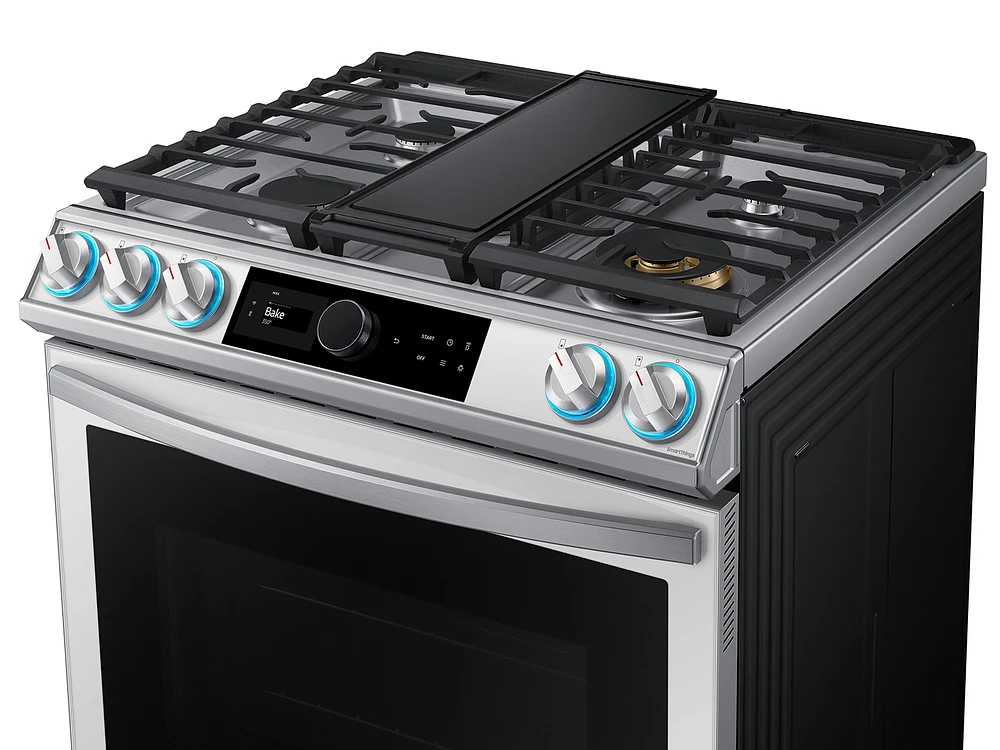 Bespoke Smart Slide-In Gas Range, White Glass (6.0 cu ft) | Samsung US