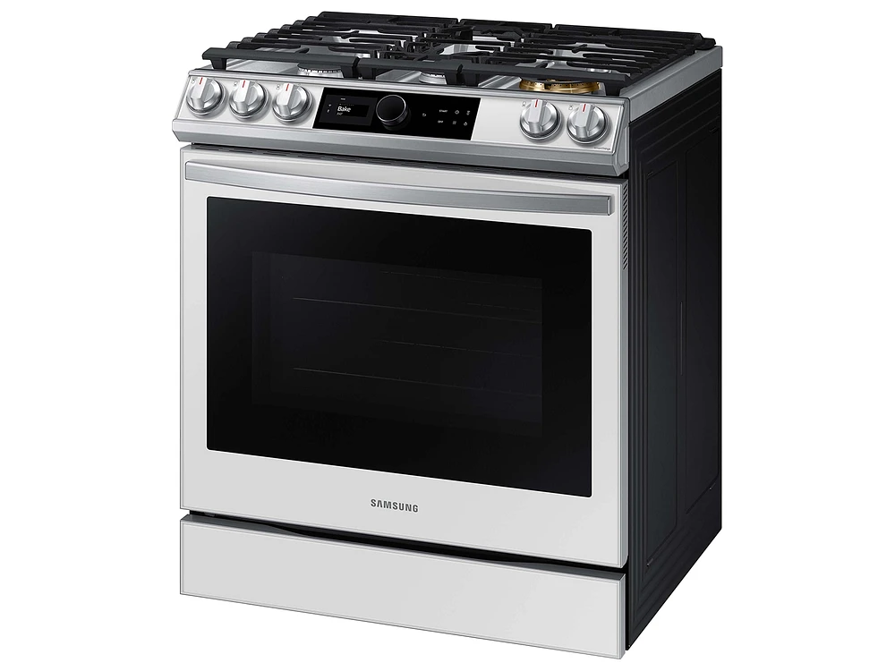 Bespoke Smart Slide-In Gas Range, White Glass (6.0 cu ft) | Samsung US