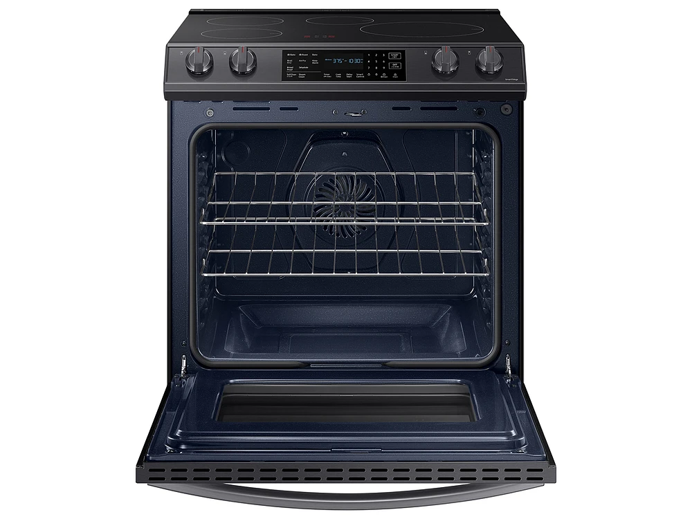 NE63B8611SG/AA | 6.3 cu. ft. Smart Instant Heat Induction Slide-in Range with Air Fry & Convection+ in Black Stainless Steel | Samsung Business US