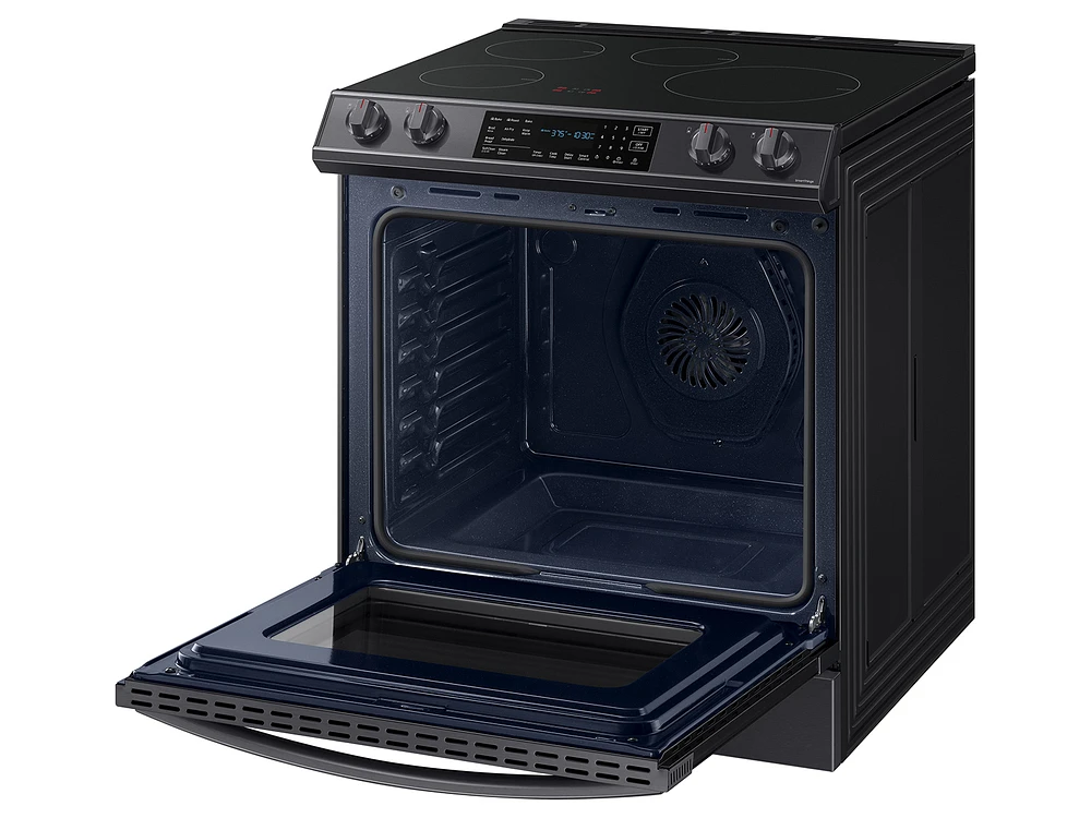 NE63B8611SG/AA | 6.3 cu. ft. Smart Instant Heat Induction Slide-in Range with Air Fry & Convection+ in Black Stainless Steel | Samsung Business US