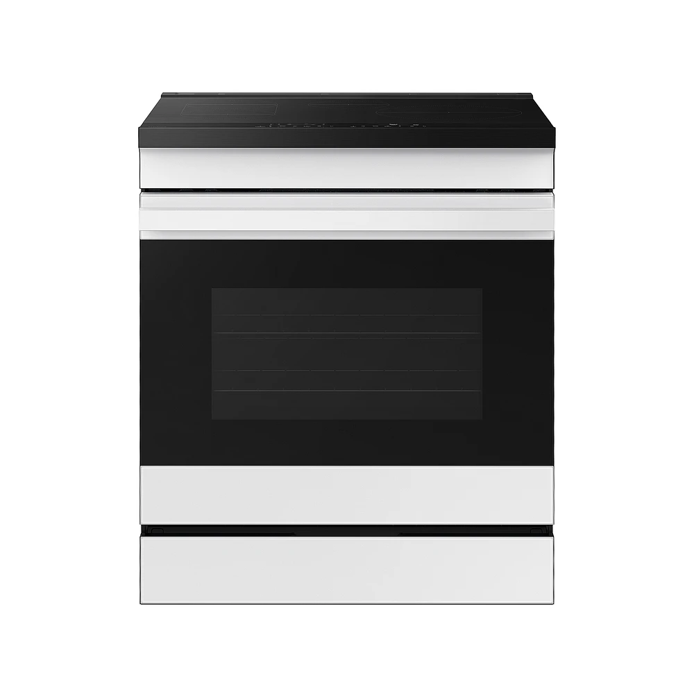 Bespoke Smart Slide-In Induction Range 6.3 cu. ft. in White Glass with Ambient Edge Lighting™ & Air Sous Vide | Samsung Business US