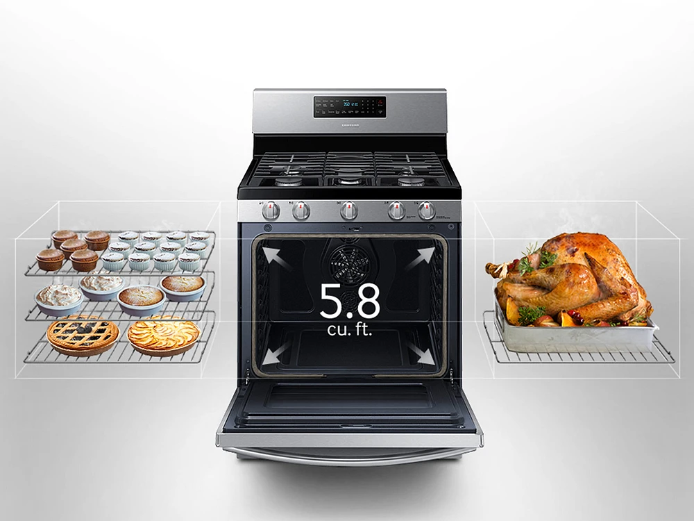 5.8 cu. ft. Freestanding Gas Range with Convection in Stainless Steel Range - NX58H5600SS/AA | Samsung US