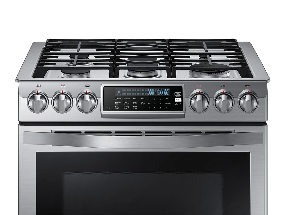 5.8 cu. ft. Slide-in Gas Chef Collection Range with True Convection Ranges - NX58H9950WS/AA | Samsung US