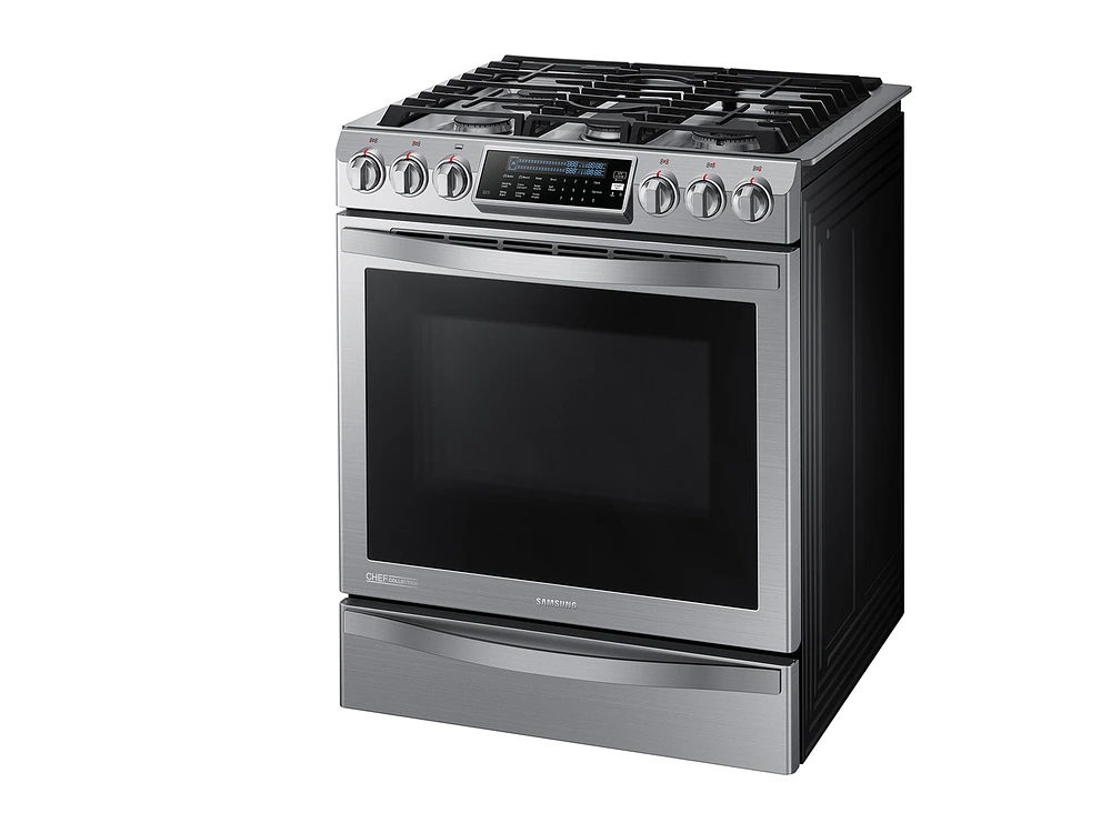 5.8 cu. ft. Slide-in Gas Chef Collection Range with True Convection Ranges - NX58H9950WS/AA | Samsung US