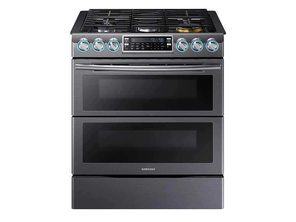 5.8 cu. ft. Slide-In Gas Range with Flex Duo™ & Dual Door in Black Stainless Steel Range - NX58K9850SG/AA | Samsung US