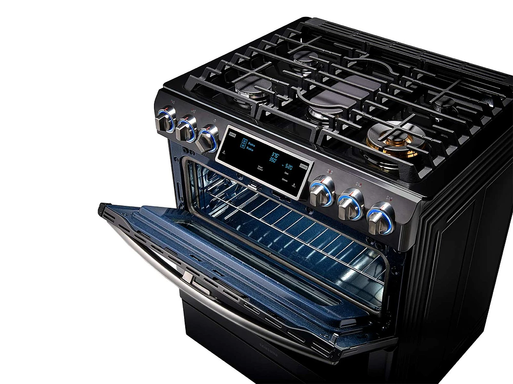 5.8 cu. ft. Slide-In Gas Range with Flex Duo™ & Dual Door in Black Stainless Steel Range - NX58K9850SG/AA | Samsung US