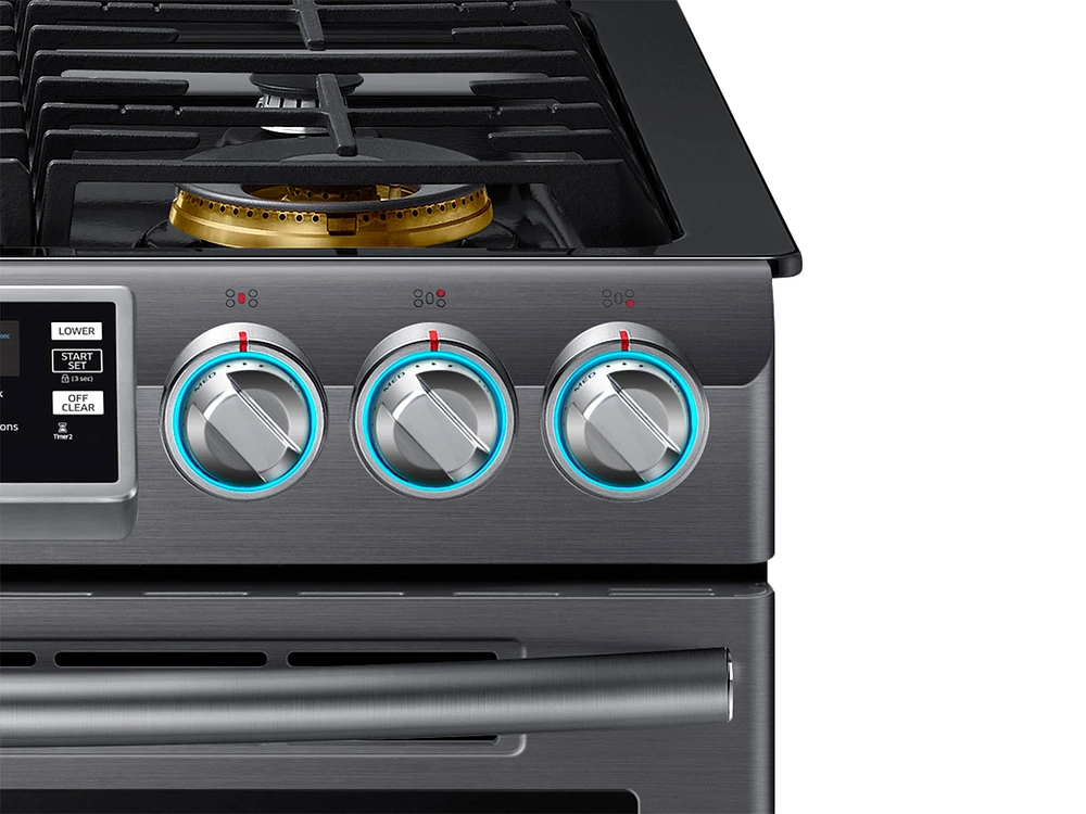 5.8 cu. ft. Slide-In Gas Range with Flex Duo™ & Dual Door in Black Stainless Steel Range - NX58K9850SG/AA | Samsung US