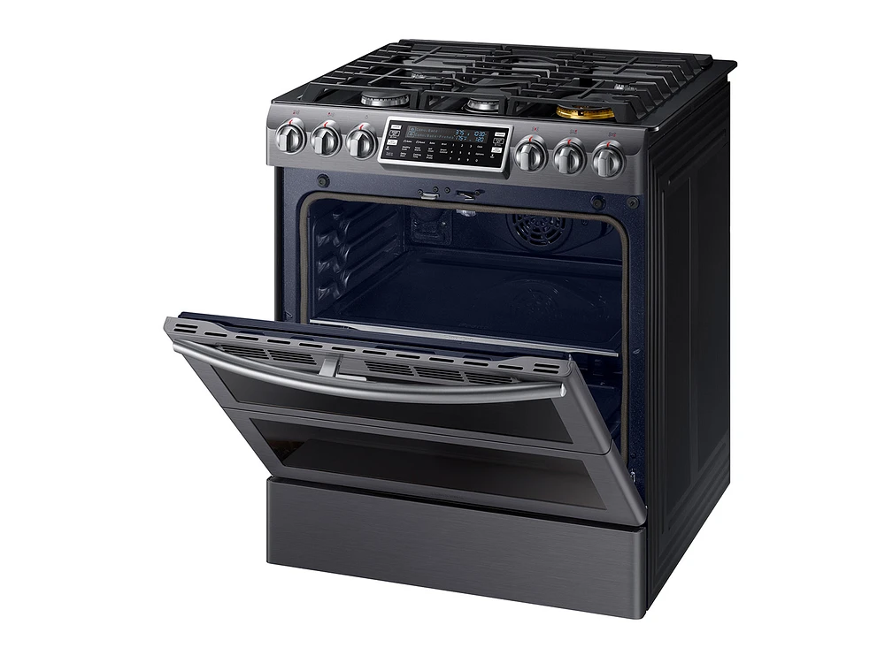 5.8 cu. ft. Slide-In Gas Range with Flex Duo™ & Dual Door in Black Stainless Steel Range - NX58K9850SG/AA | Samsung US