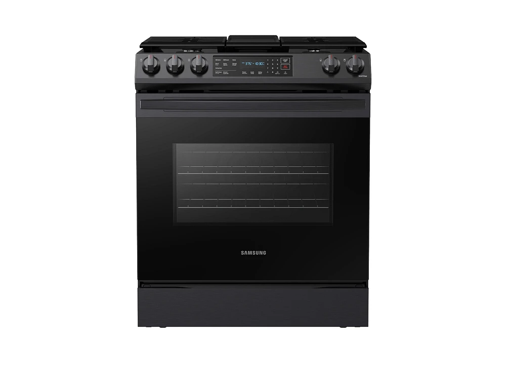 NX60T8311SG/AA | 6.0 cu. ft. Smart Slide-in Gas Range with Convection in Black Stainless Steel | Samsung Business US