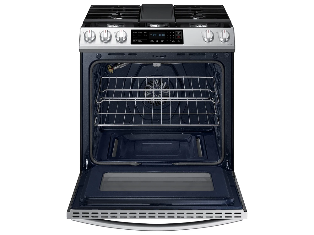 NX60T8311SS/AA | 6.0 cu. ft. Smart Slide-in Gas Range with Convection in Stainless Steel | Samsung Business US