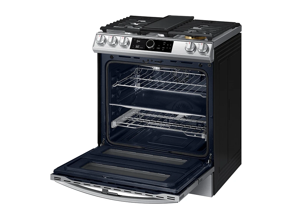 NX60T8751SS/AA | 6.0 cu ft. Smart Slide-in Gas Range with Flex Duo™, Smart Dial & Air Fry in Stainless Steel | Samsung Business US