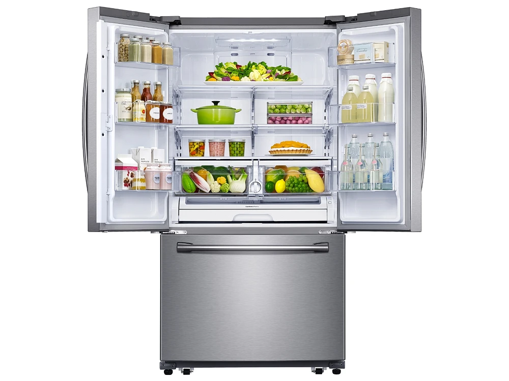 25.1 cu. ft. 3-Door French Door Refrigerator with Family Hub™ in Stainless Steel Refrigerators - RF262BEAESR/AA | Samsung US