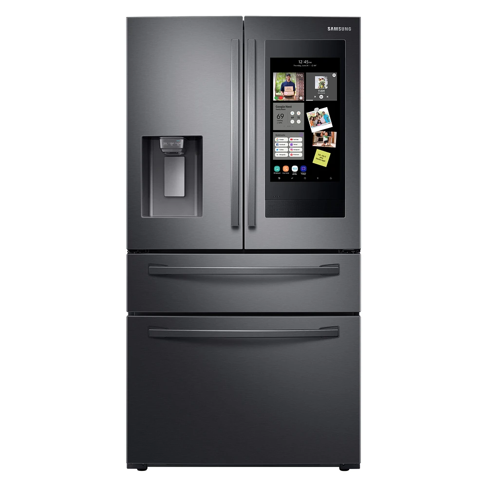 22 cu. ft. 4-Door French Door, Counter Depth Refrigerator with 21.5 inch Touch Screen Family Hub™ in Black Stainless Steel Refrigerator - RF22R7551SG/AA | Samsung US