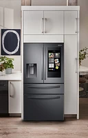 22 cu. ft. 4-Door French Door, Counter Depth Refrigerator with 21.5 inch Touch Screen Family Hub™ in Black Stainless Steel Refrigerator - RF22R7551SG/AA | Samsung US