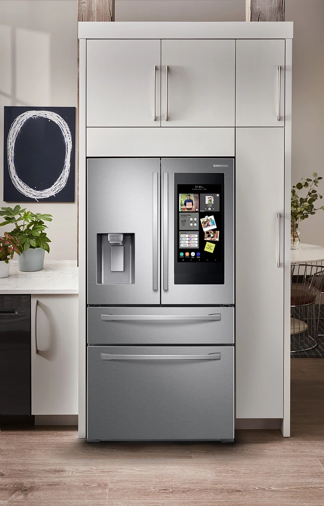 RF22R7551SR/AA | 22 cu. ft. 4-Door French Door, Counter Depth Refrigerator with 21.5” Touch Screen Family Hub™ in Stainless Steel | Samsung Business US