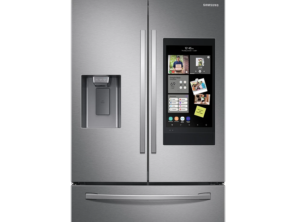 26.5 cu. ft. Large Capacity 3-Door French Door Refrigerator with Family Hub™ and External Water & Ice Dispenser in Stainless Steel Refrigerators