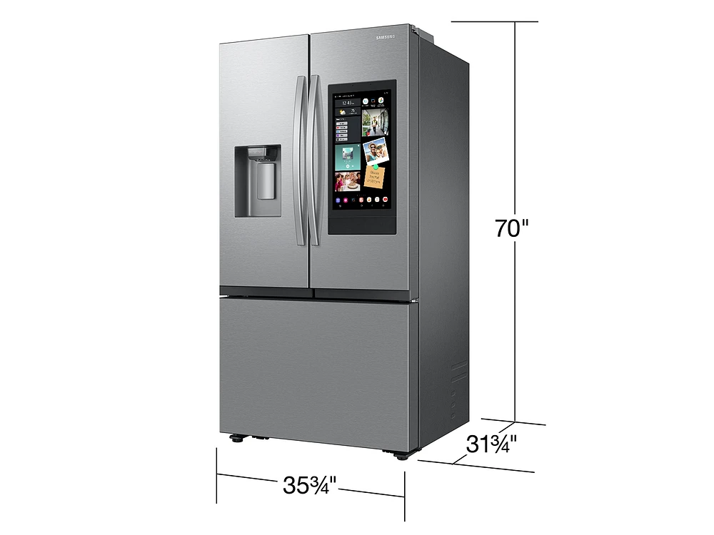 25 cu. ft.  Mega Capacity Counter Depth 3-Door French Door Refrigerator with Family Hub™ in Stainless Steel | Samsung US