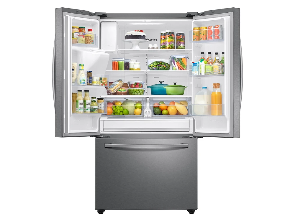 26.5 cu. ft. Large Capacity 3-Door French Door Refrigerator with Family Hub™ and External Water & Ice Dispenser in Stainless Steel Refrigerators