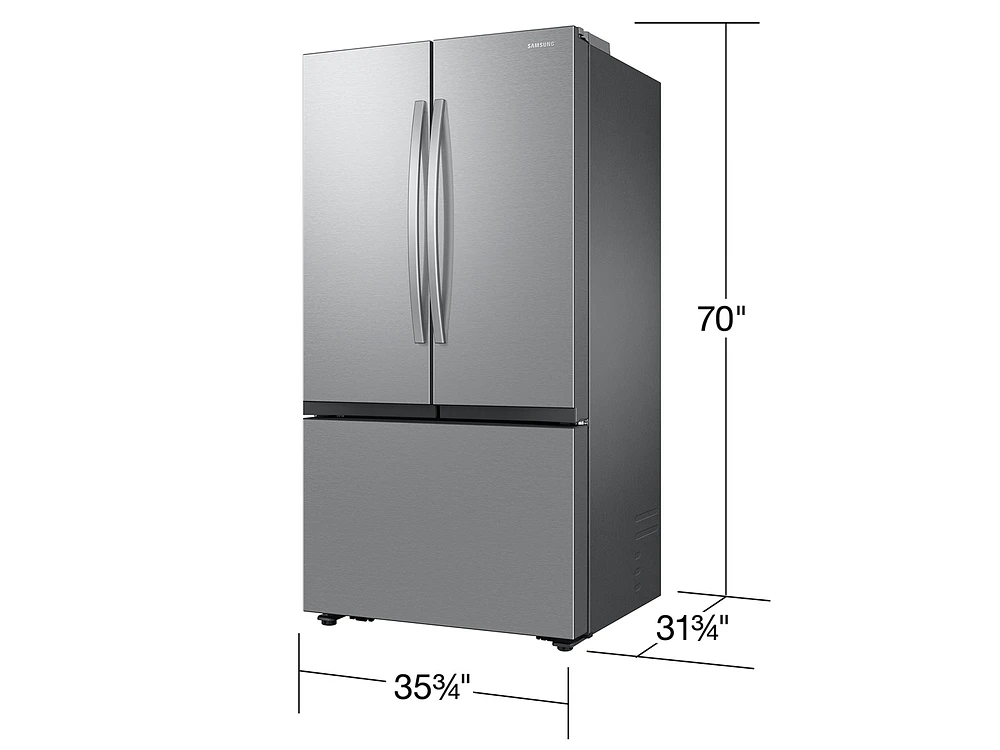 27 cu. ft. Mega Capacity Counter Depth 3-Door French Door Refrigerator with Dual Auto Ice Maker in Stainless Steel | Samsung Business US